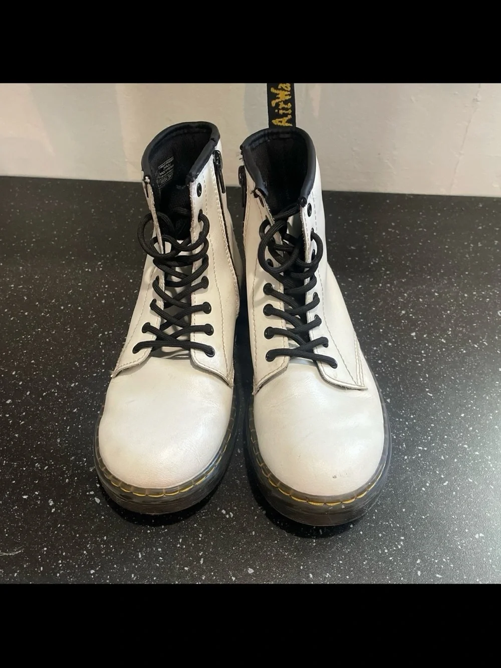 Dr. Martens 1460 white leather lace up boots big kid size 3